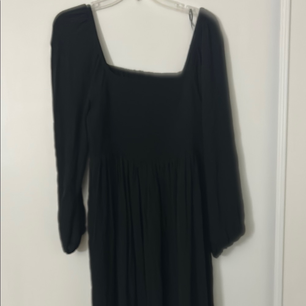 Smocked Black Long Sleeve Dress